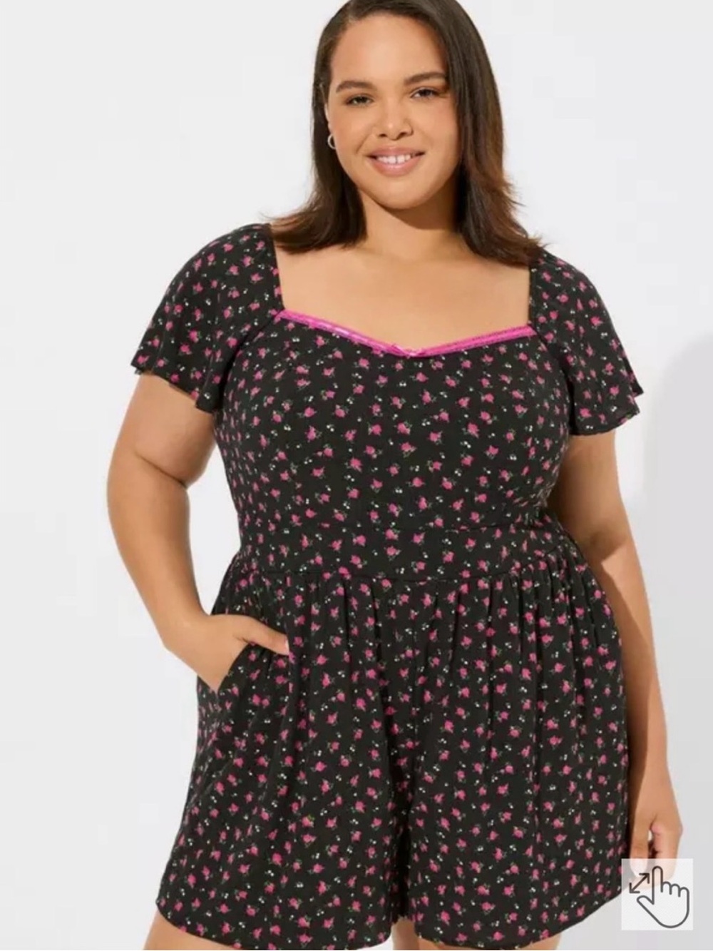 Torrid x Betsey Johnson Rosebud Roses Floral Gauze Romper 2X 18 20 Comfortable